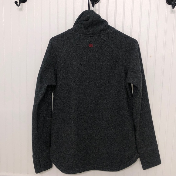 SHERPA Soft Fleece COWL NECK Gray Pullover POCKETS Thumb Holes Shirttail Hem EUC - Picture 3 of 5